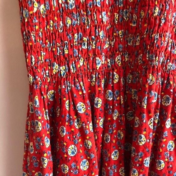 VINTAGE Red Smocked Dress - Picture 3 of 8